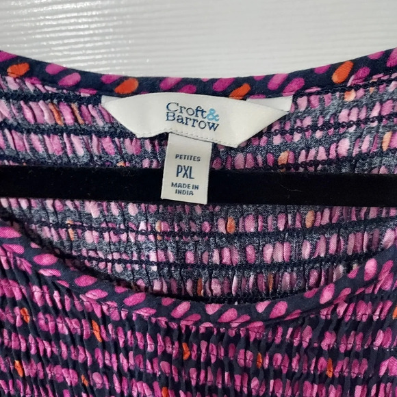 Kohl's Croft & Barrow Navy Color Dash Print Challis Midi Dress in PXL - Picture 3 of 9